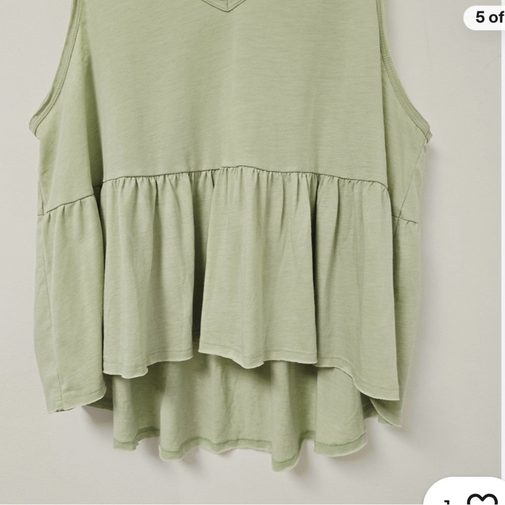 💚 American Eagle Sage Green Tiered Tank Top | Size XL - Picture 4 of 6